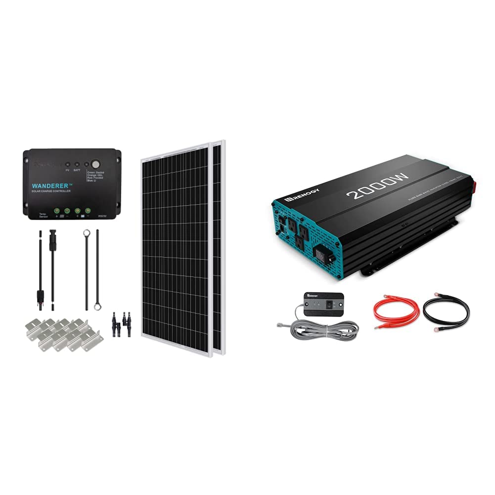 200 Watt 12 Volt Monocrystalline Solar Panel Starter Kit & 2000W Pure Sine Wave Inverter U954619