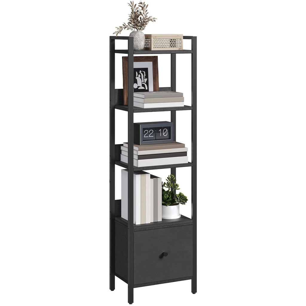 Black 5-Tier Bookshelf with Drawer M998864