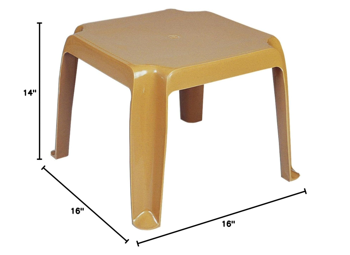 Teak Brown Resin Side Table Set of 2 B587600