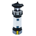 Solar Powered Resin Lighthouse Garden Light Black White L6896
