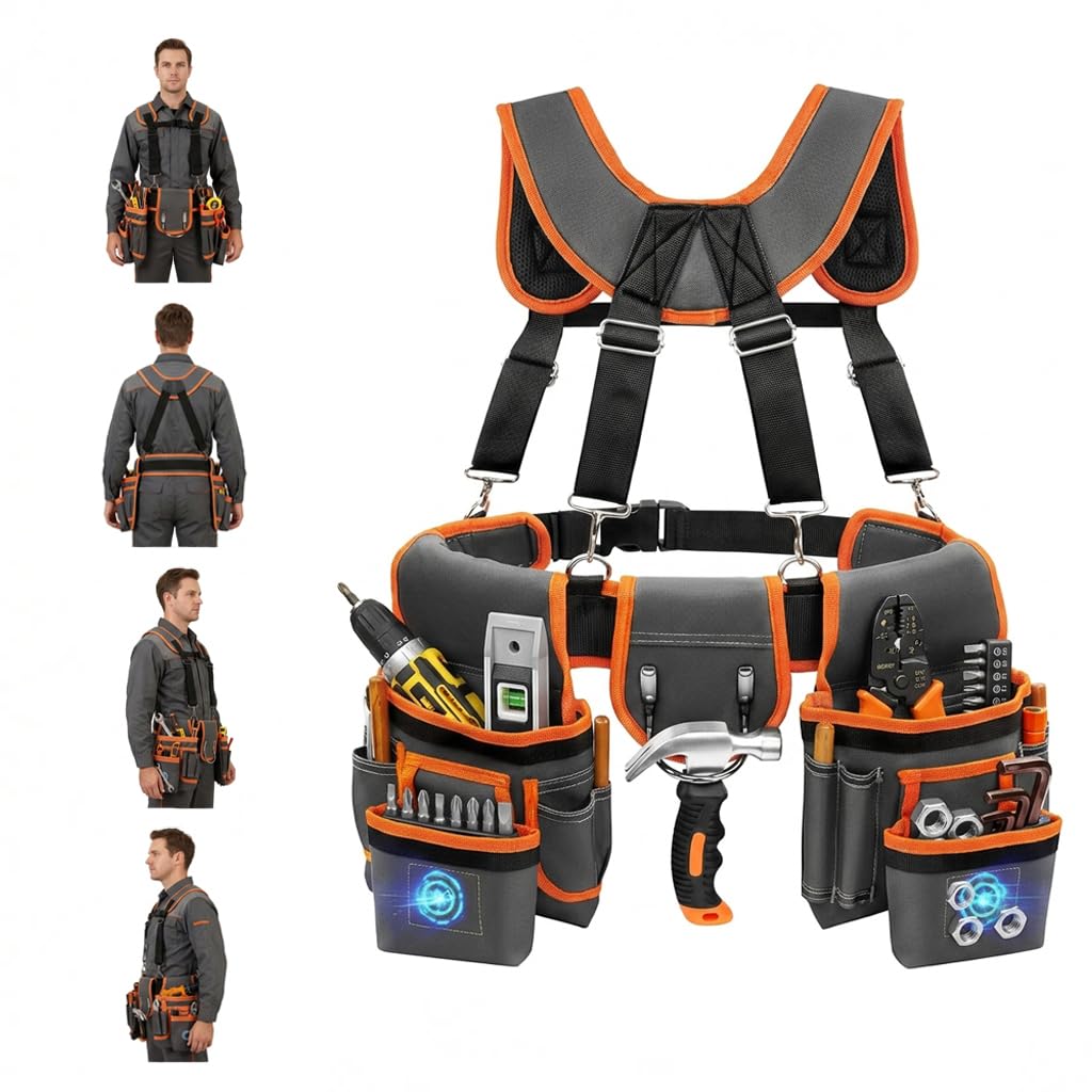 Heavy Duty Magnetic Tool Belt with Suspenders Z4637