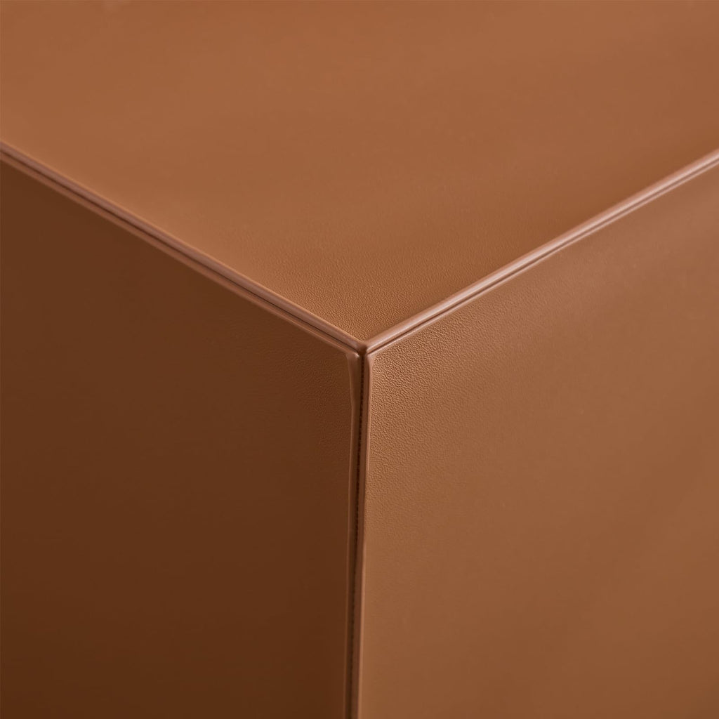 Brown Rolling Leather Coffee Table Set of 2 E41759