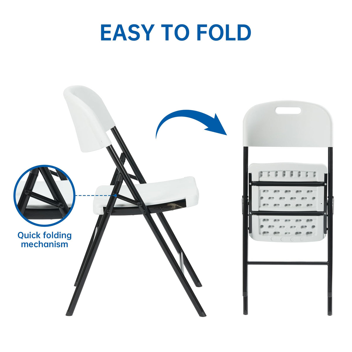 10 Pack White 800 LBS Folding Chairs F72775