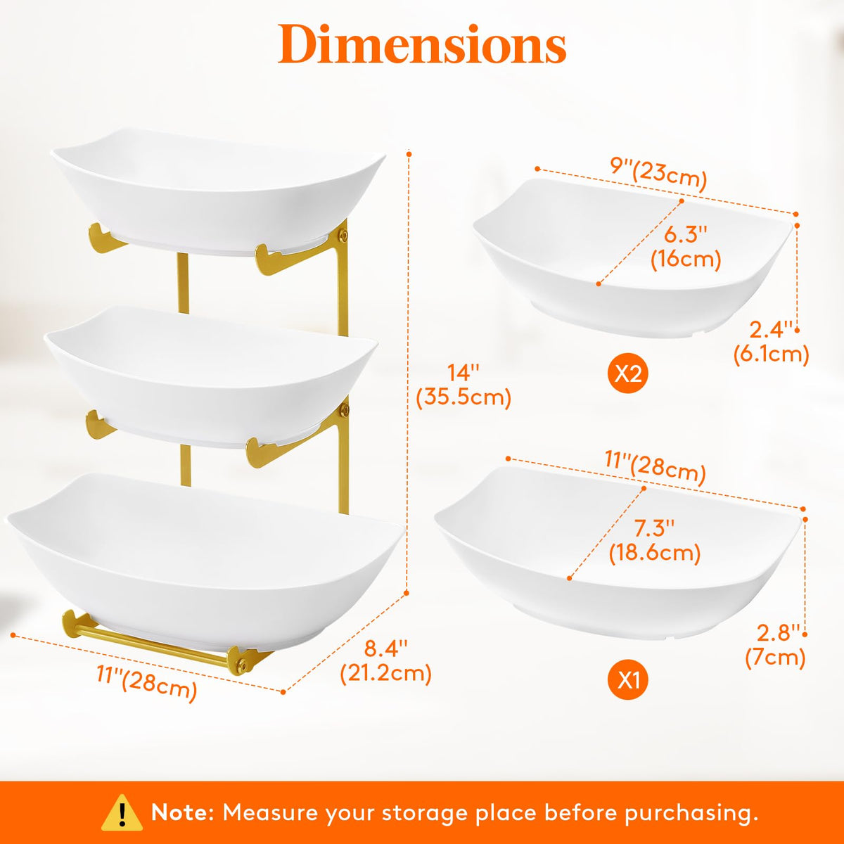 3 Tier Plastic Fruit Bowl W418