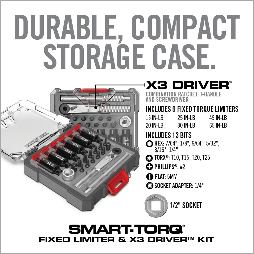 Torque Screwdriver & Ratcheting Driver Tool Set with 12 Bits & Storage Case N598731