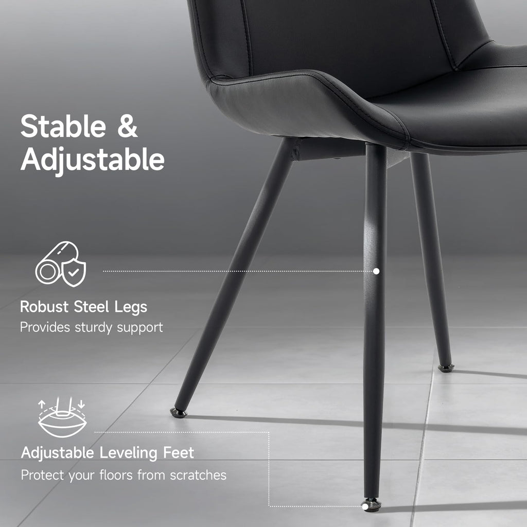 Black PU Leather Dining Chairs Set of 2 E9009