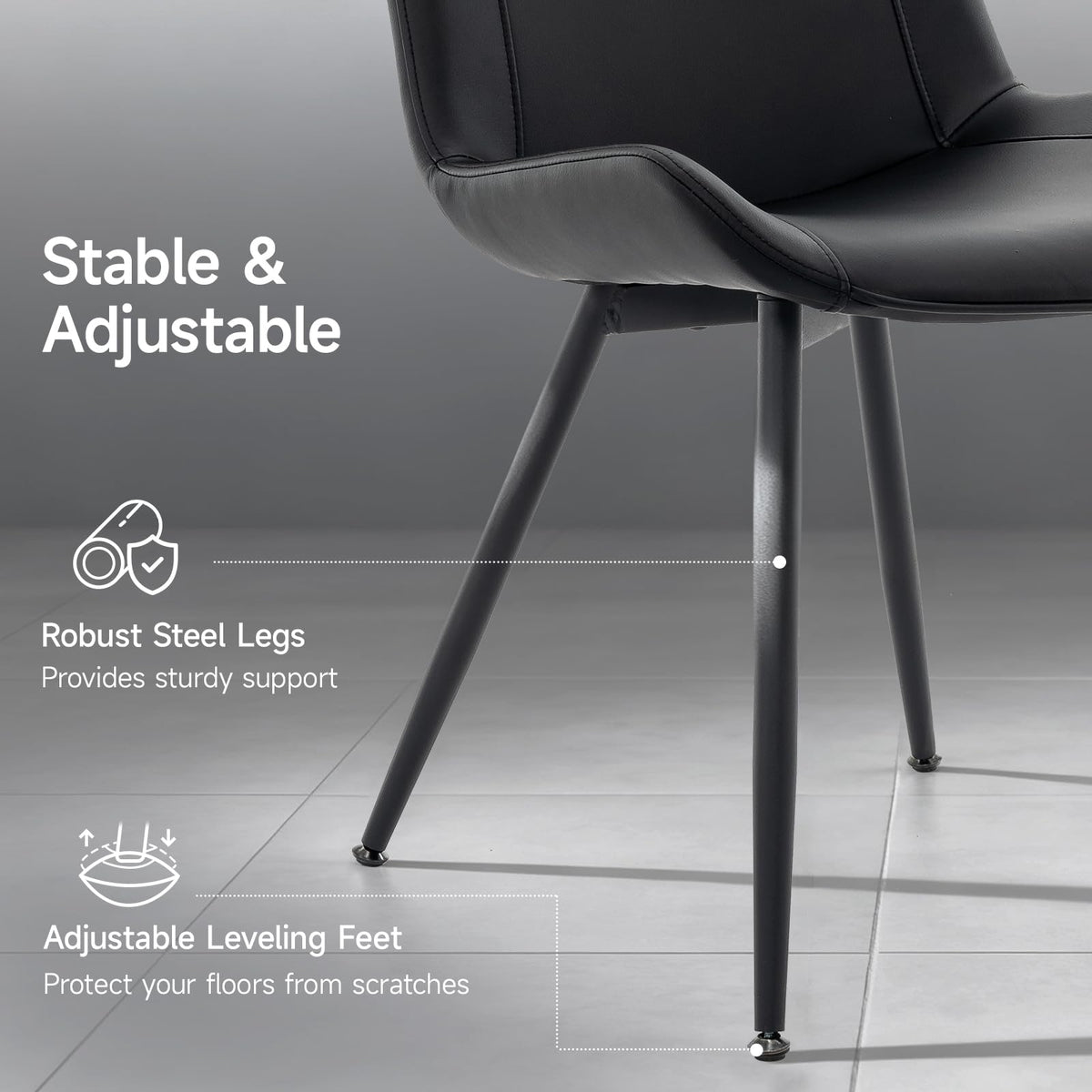 Black PU Leather Dining Chairs Set of 2 E9009
