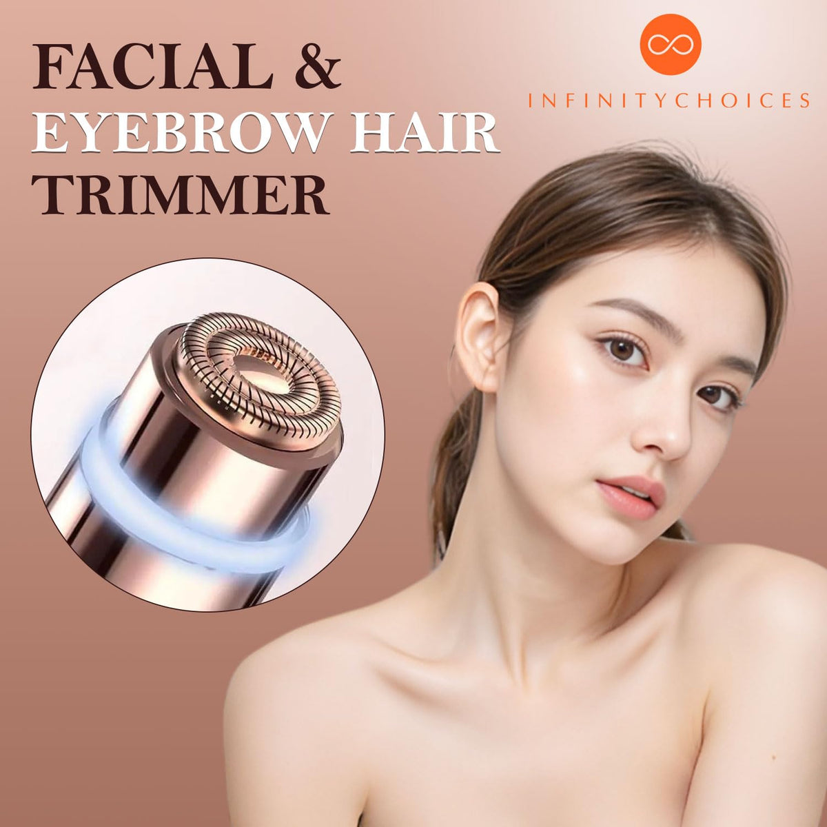 2 in1 Rechargeable Facial Hair Removal & Eyebrow Shaver with LED Light J68098