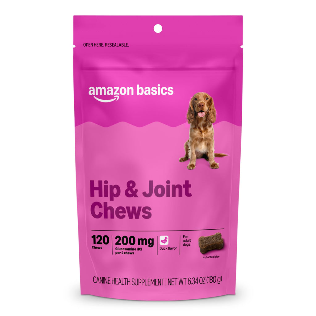Dog Hip & Joint Supplement Chews with Glucosamine, MSM, Vitamin C, Duck Flavored, 120 Count Z825681