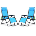 Set of 2 Blue Zero Gravity Chair with Cup Holder C30922