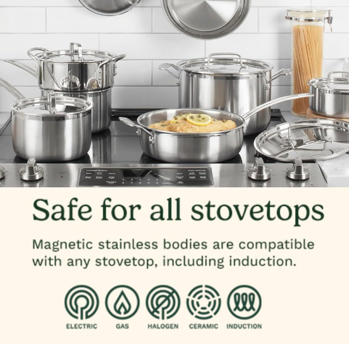 Stainless Steel 12 pc Induction Compatible Cookware Set Q134