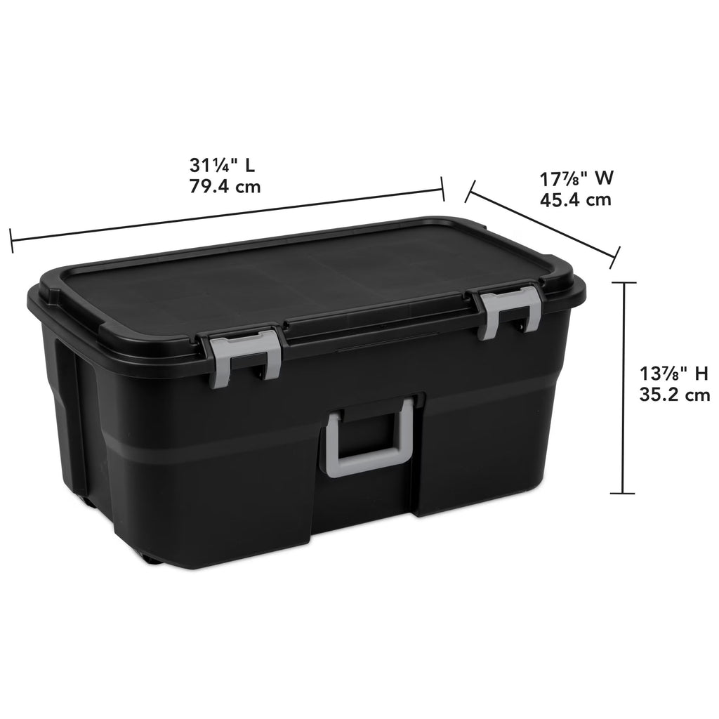 22 Gallon Black Wheeled Plastic Storage Trunk M472