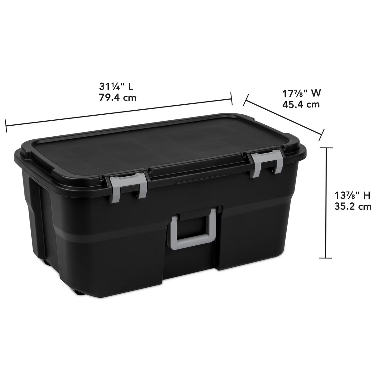 22 Gallon Black Wheeled Plastic Storage Trunk M472