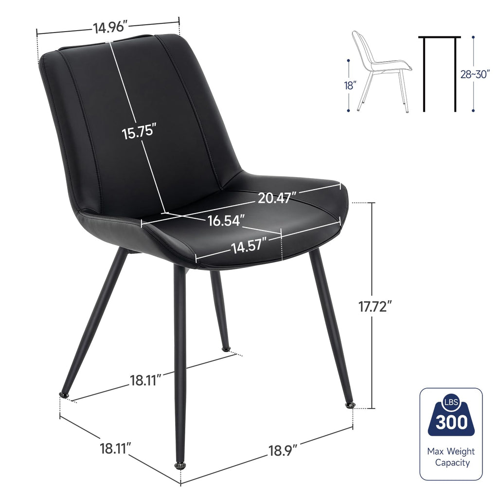 Black PU Leather Dining Chairs Set of 2 E9009