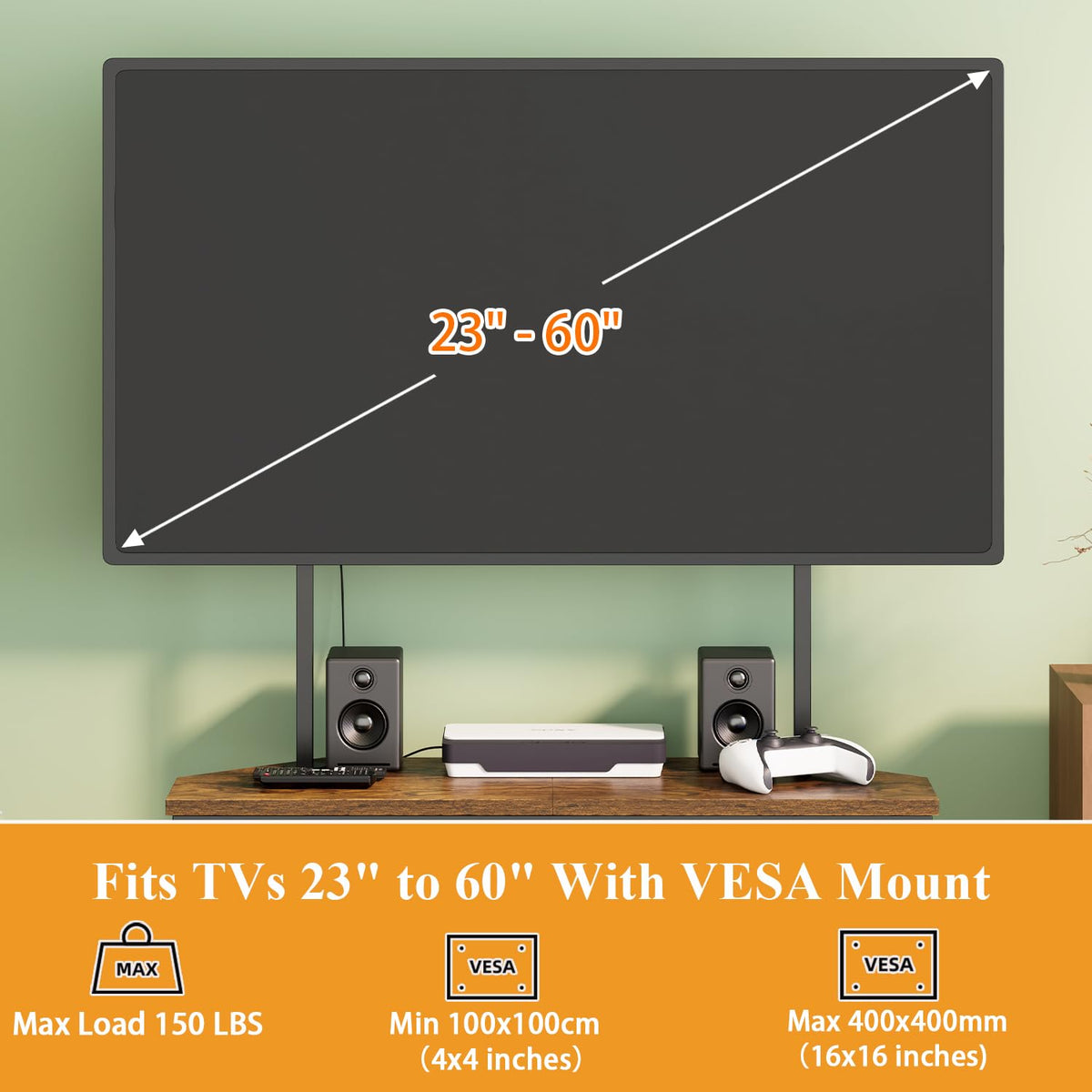 23" to 60" Corner TV Stand with Mount and Storage Shelves U267571