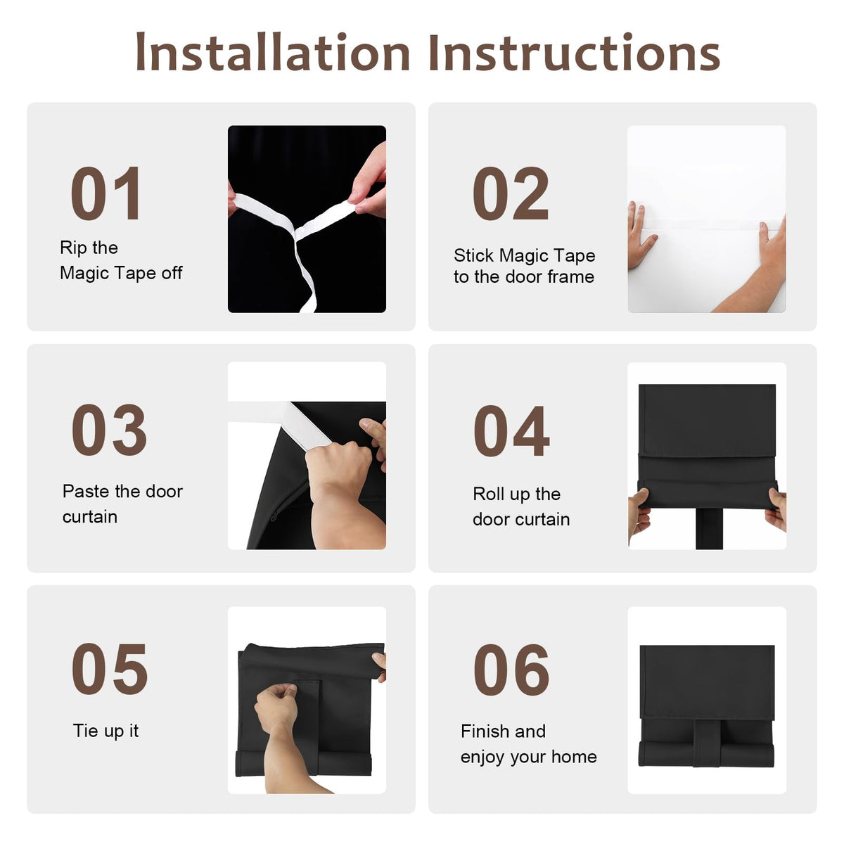 Blackout Door Curtain 8W x 36L Black 1 Panel U785599
