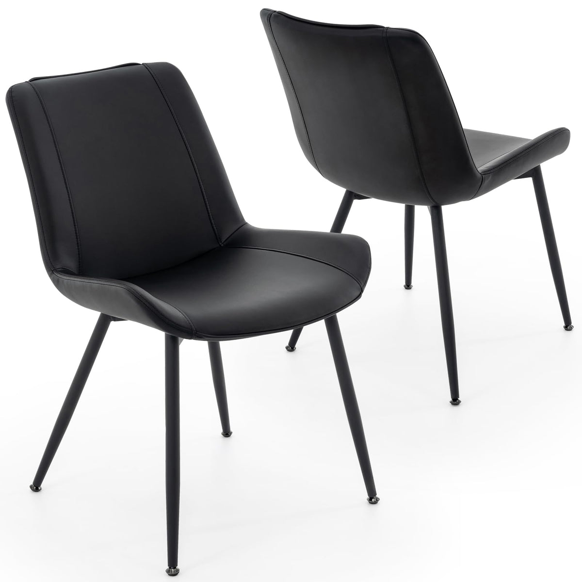Black PU Leather Dining Chairs Set of 2 E9009