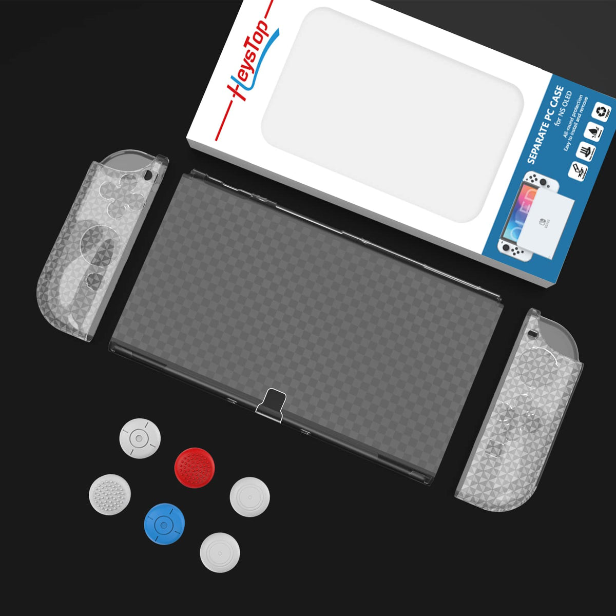 Switch OLED Dockable Hard PC Case with Thumb Stick Caps K2015
