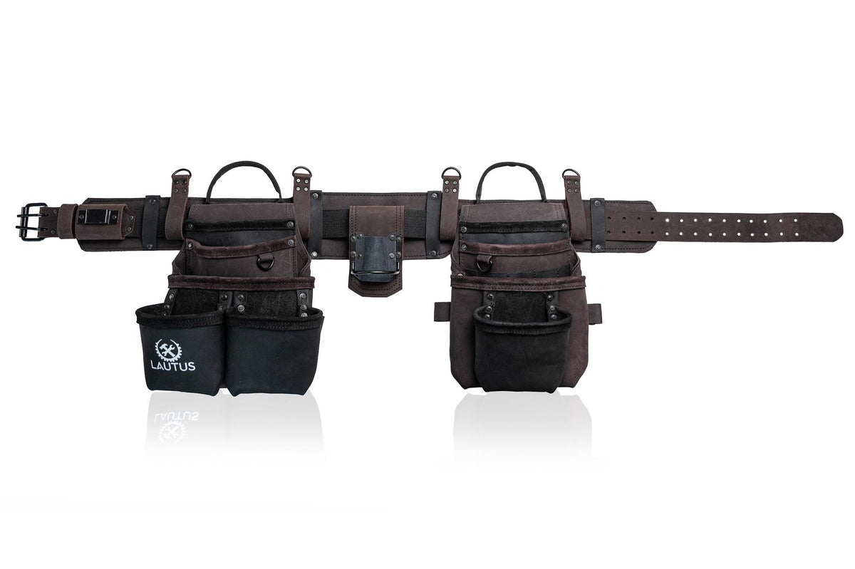 Top Grain Leather Tool Belt 18 Pockets A91781