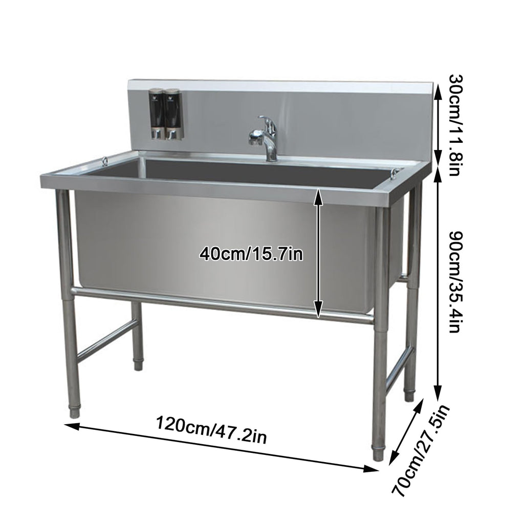 47" Stainless Steel Dog Grooming Tub with Stairs E399