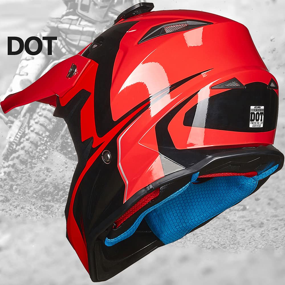 Adult Dirt Bike Helmets ATV Motocross Helmet with Camera Mount DOT Red Black M X48850