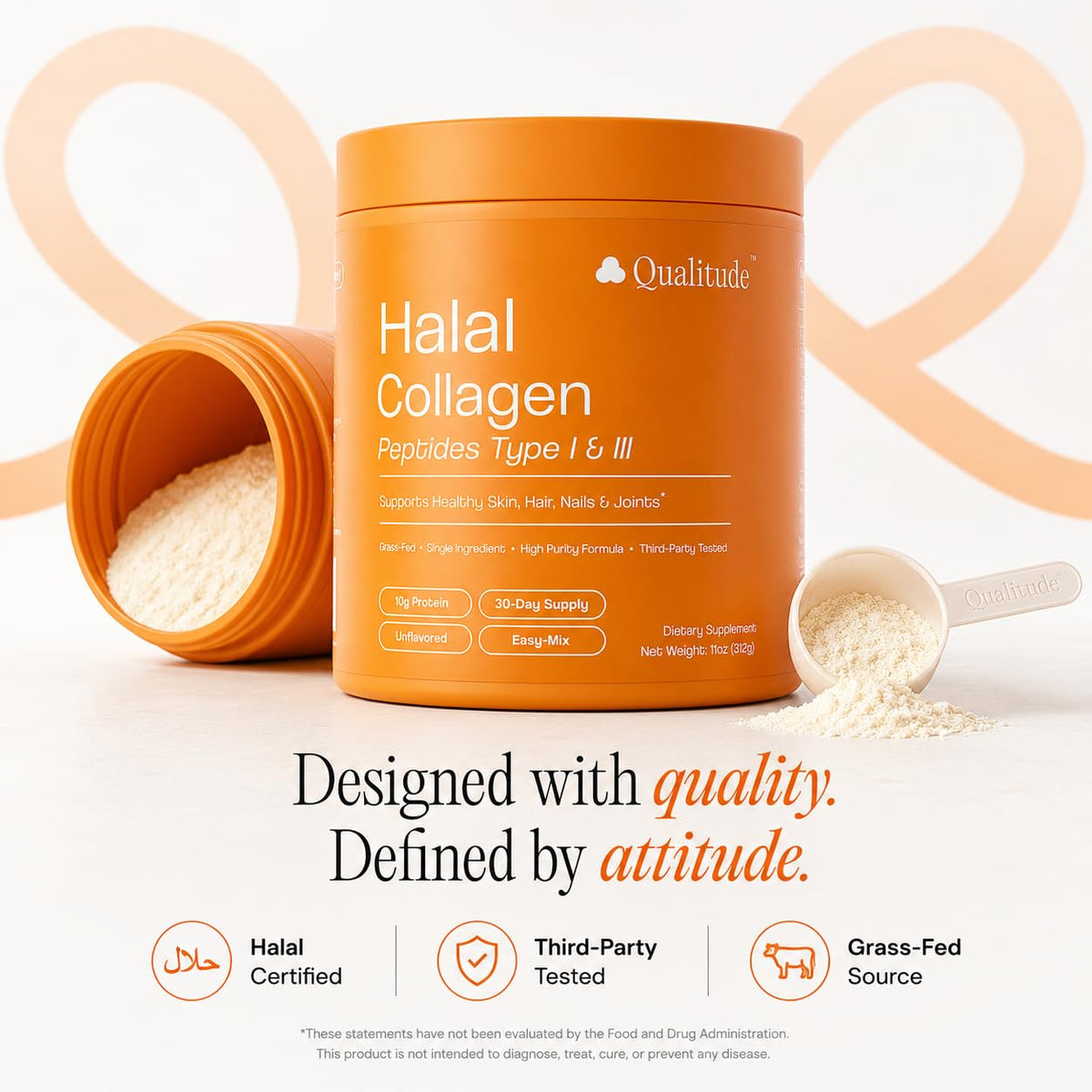 Halal Collagen Peptides Powder Grass-Fed Bovine Type I & III O5553