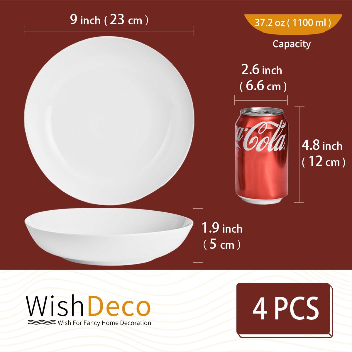 Pasta Bowls Set of 4 Porcelain 9 Inch X618814