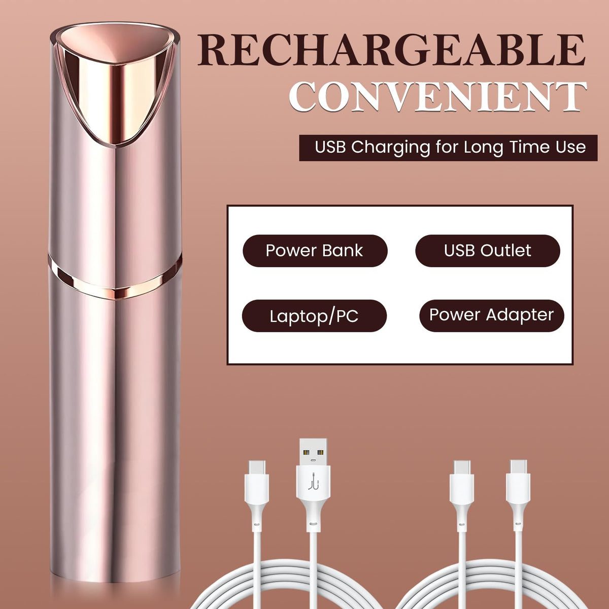 2 in1 Rechargeable Facial Hair Removal & Eyebrow Shaver with LED Light J68098