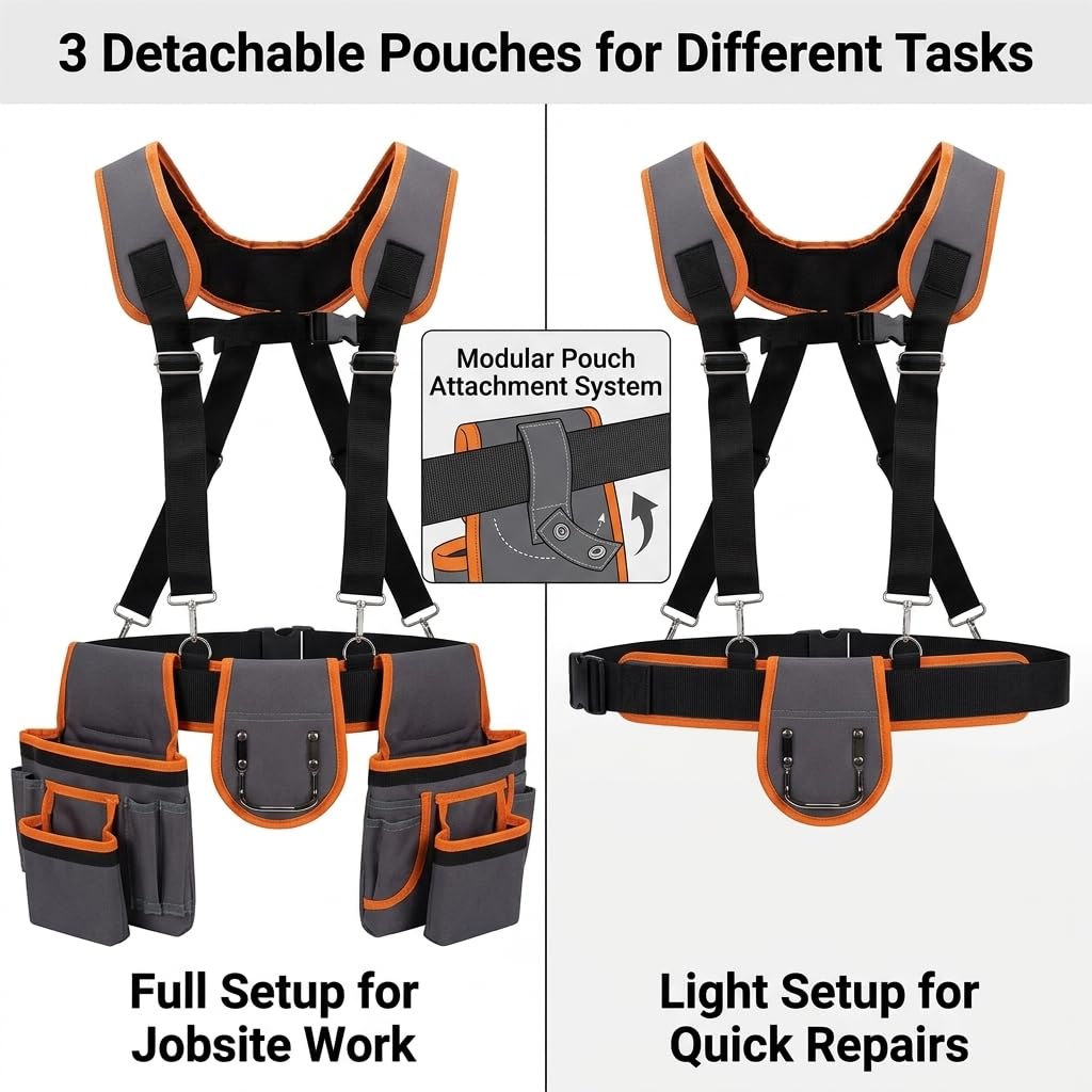Heavy Duty Magnetic Tool Belt with Suspenders Z4637
