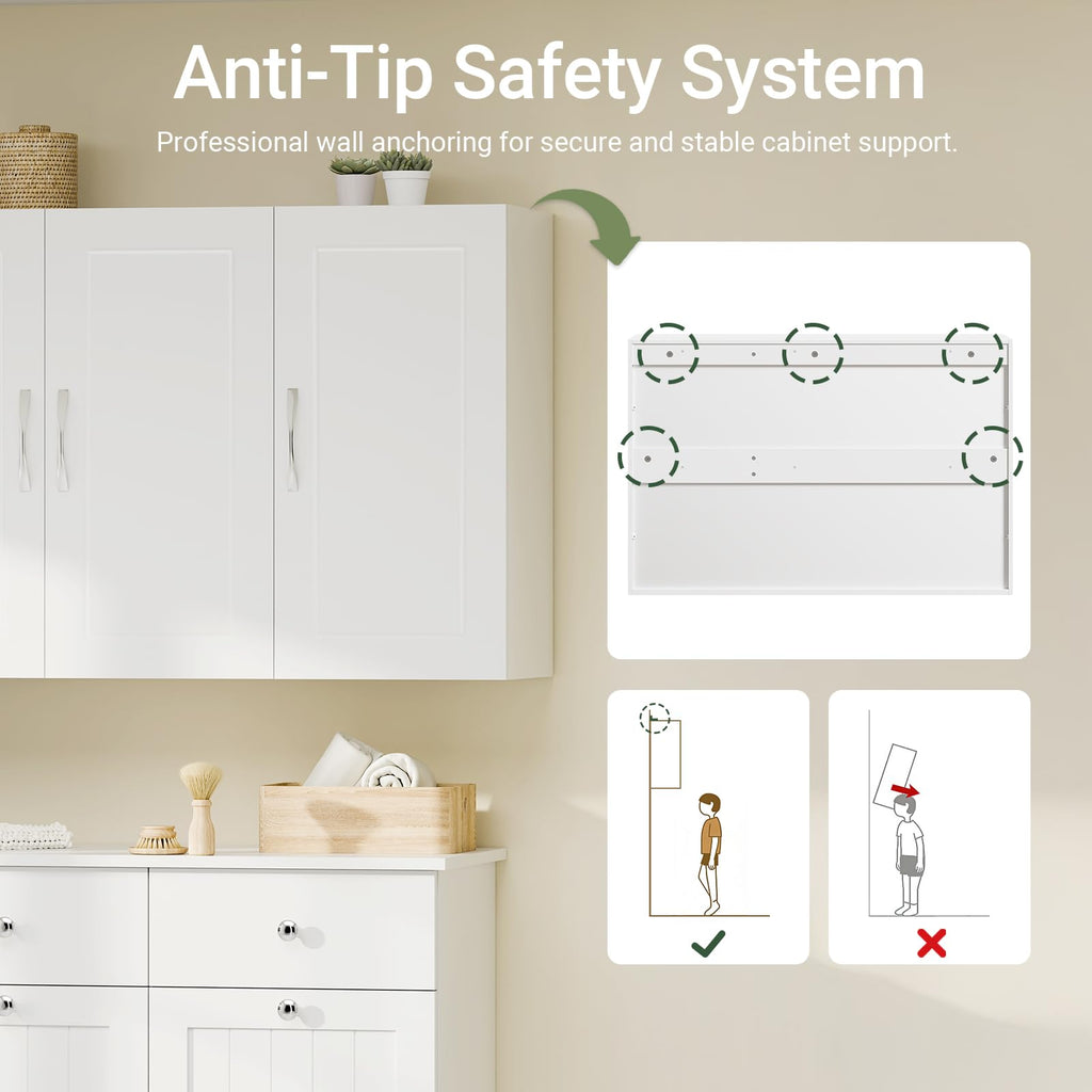 White 3-Door Bathroom Wall Cabinet Q734042