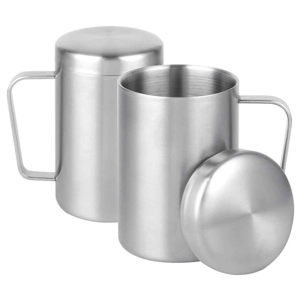 17 oz Stainless Steel Camping Mugs with Lids, Set of 2 Z569287