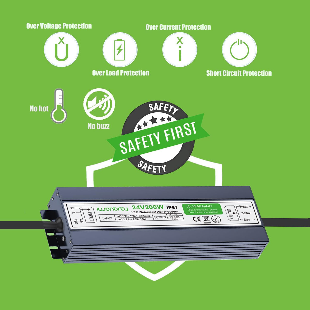 200 Watts 24V DC Waterproof IP67 LED Driver Power Supply V37711