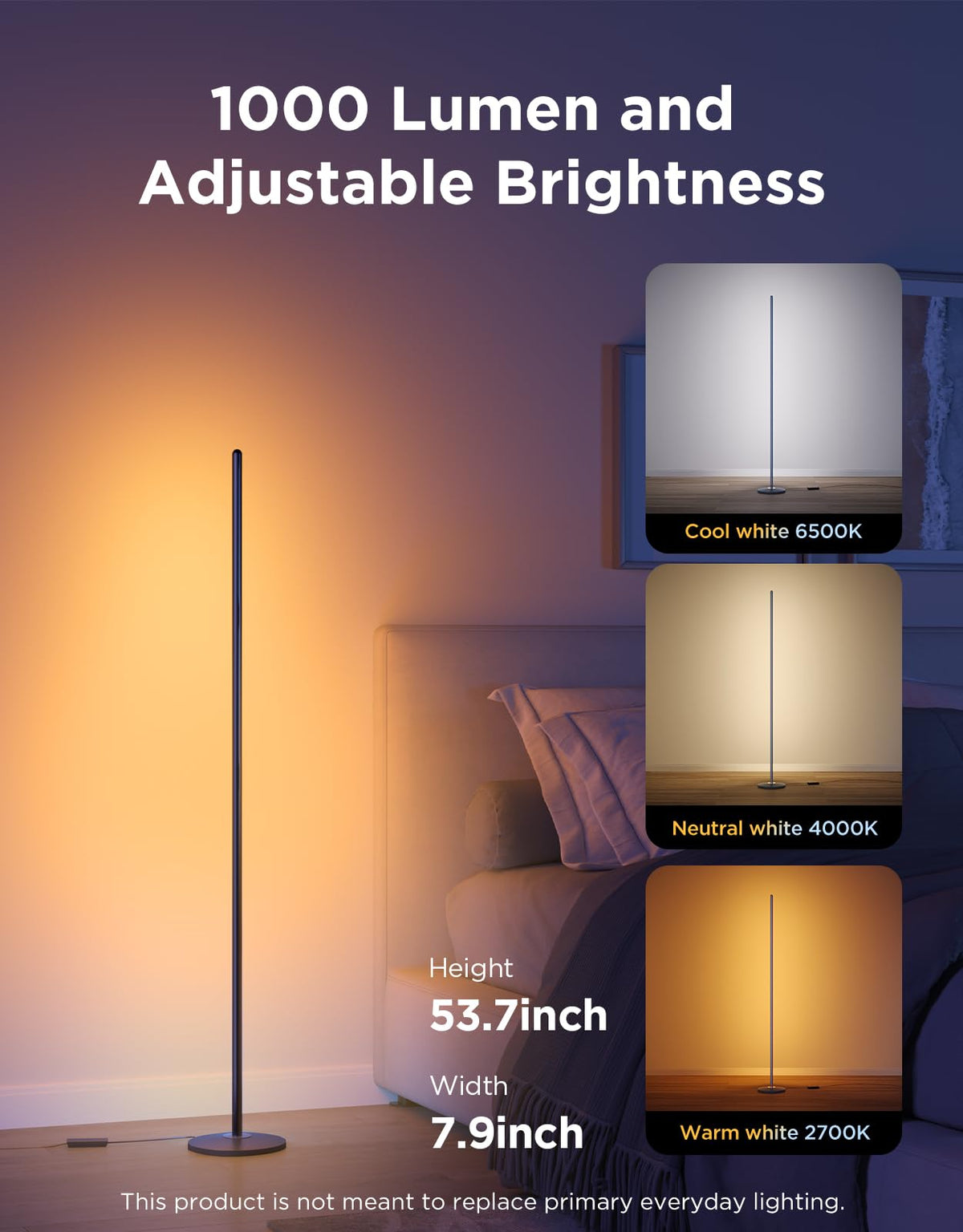 Black RGBIC LED Floor Lamp O81024