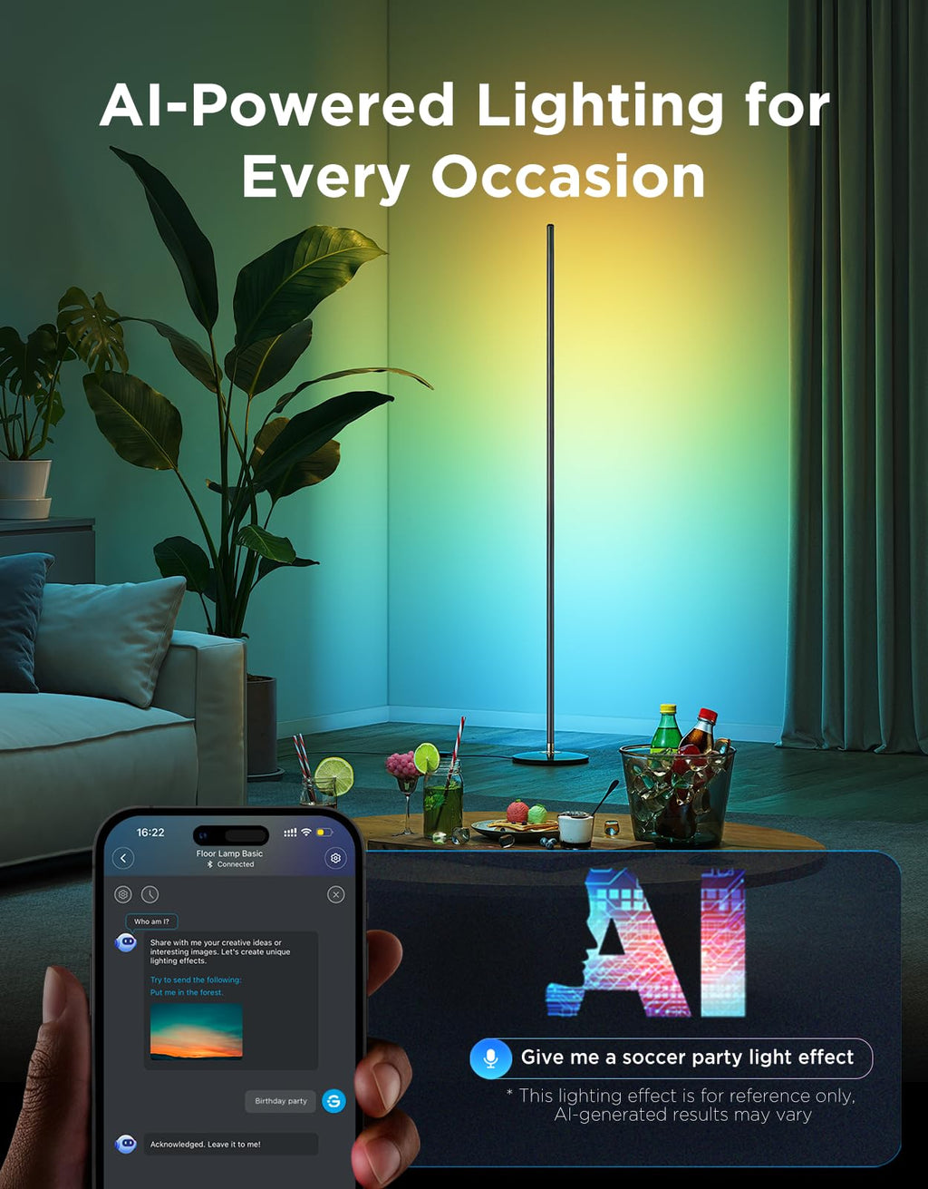 Black RGBIC LED Floor Lamp O81024