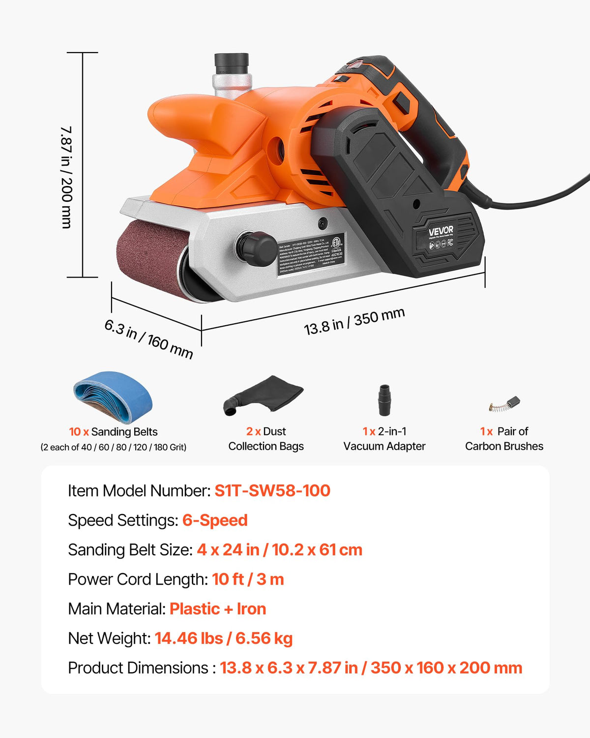 11.5A 4" x 24" Variable Speed Belt Sander H186031