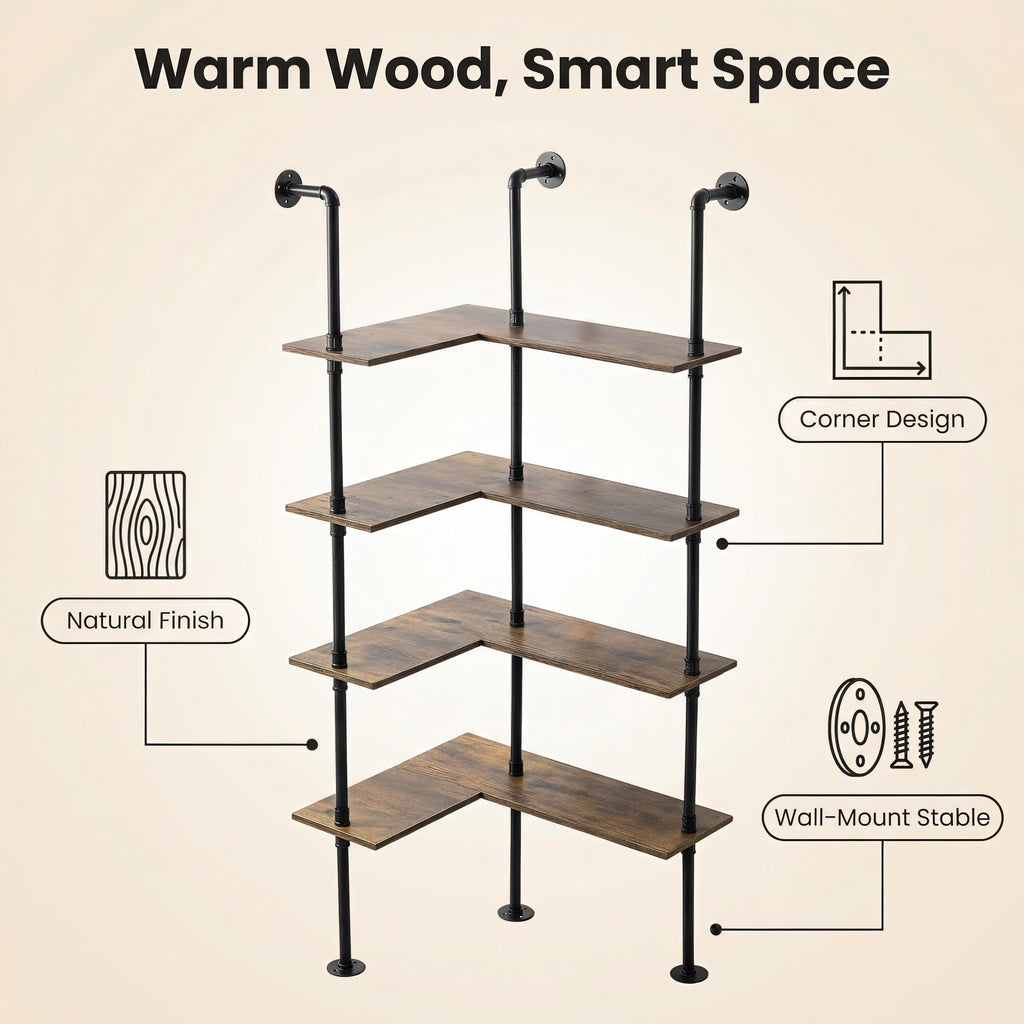 Industrial Pipe Corner Bookshelf M330