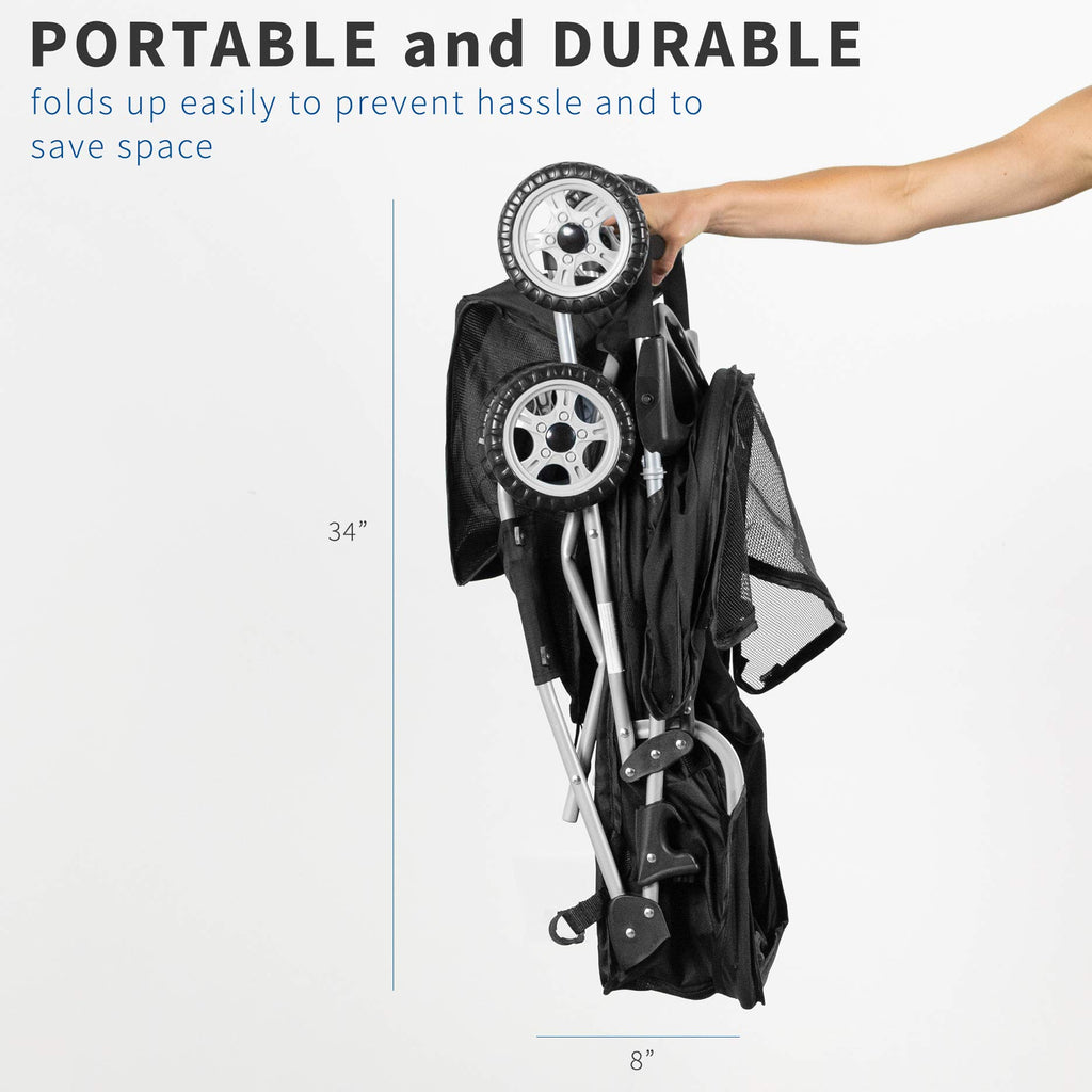 Black 4 Wheel Foldable Pet Stroller A619361