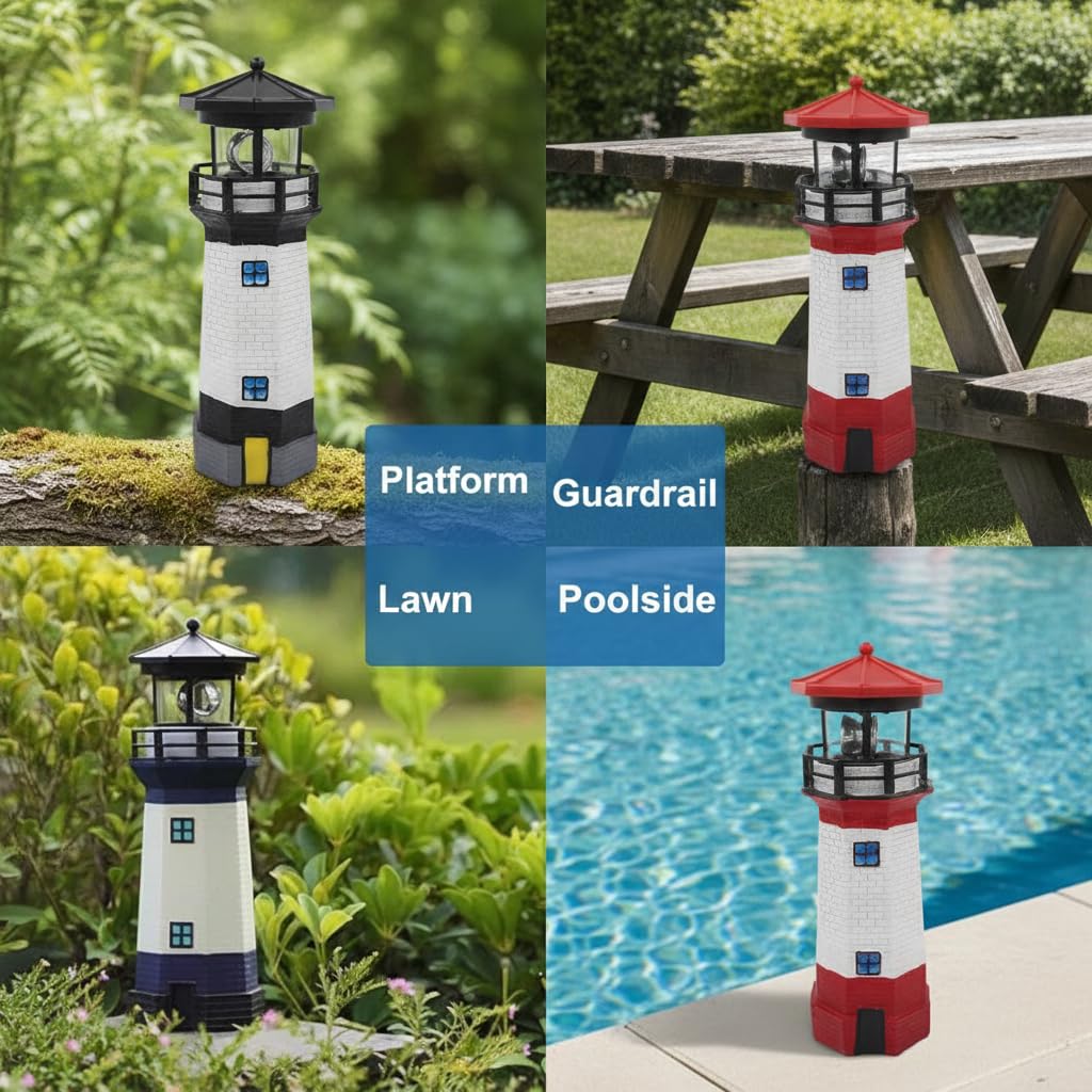 Solar Lighthouse Rotating Beacon Light O114756