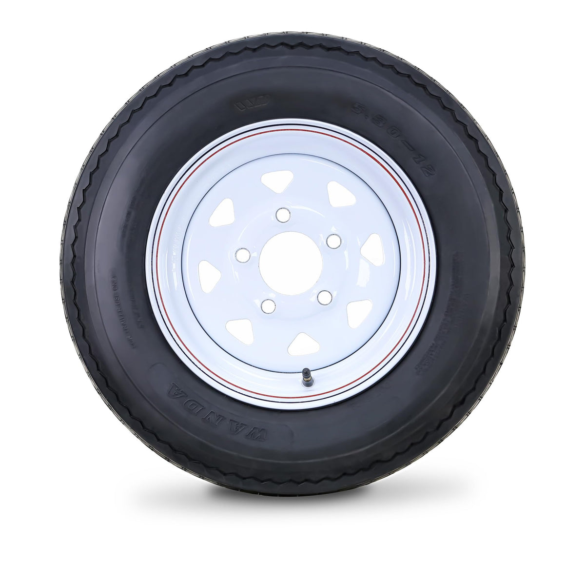 5.30-12 Trailer Tire Wheel 6-Ply White Spoke Rim E1034