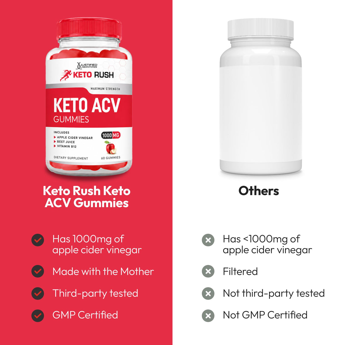 Keto ACV Gummies 1000 mg 60 Count Pack of 2 Vegan Gluten Free S7581