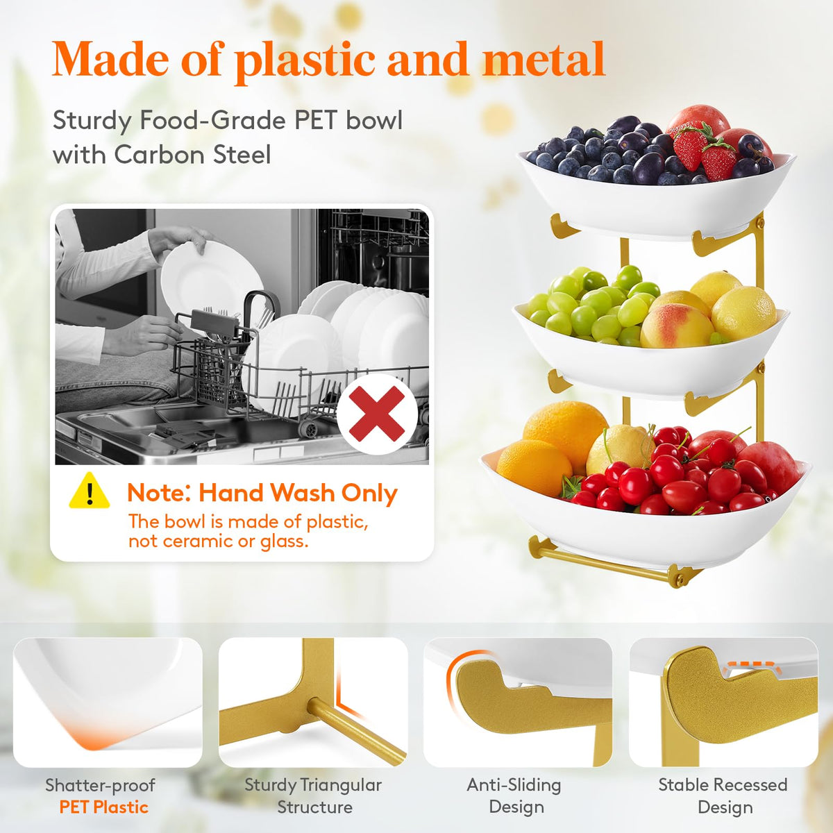 3 Tier Plastic Fruit Bowl W418