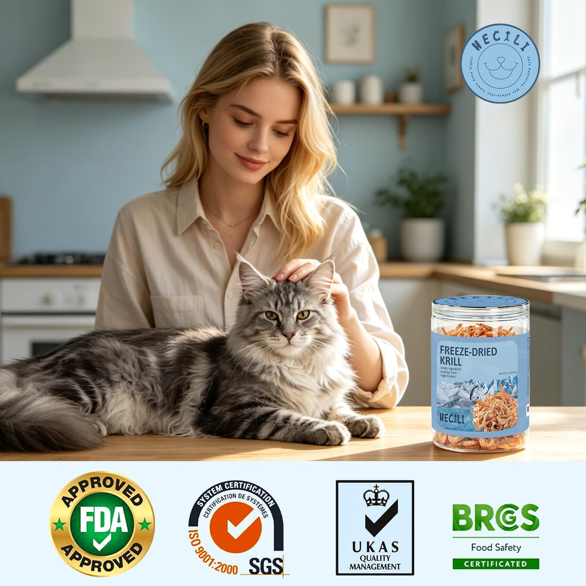 Freeze Dried Antarctic Krill Treats for Dogs & Cats, Omega-3, 4 oz K488