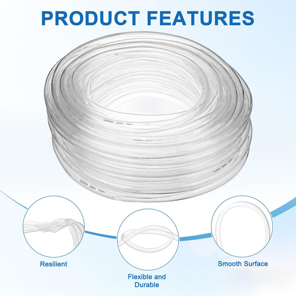Clear 3/4" ID x 1" OD 100ft Flexible Vinyl Tubing F491