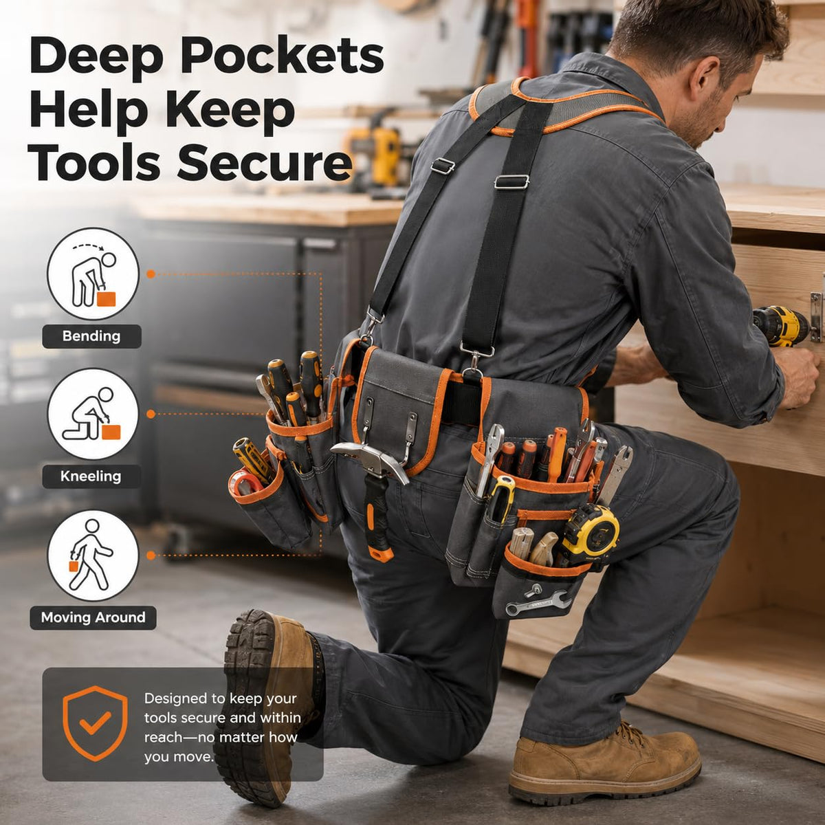 Heavy Duty Magnetic Tool Belt with Suspenders Z4637