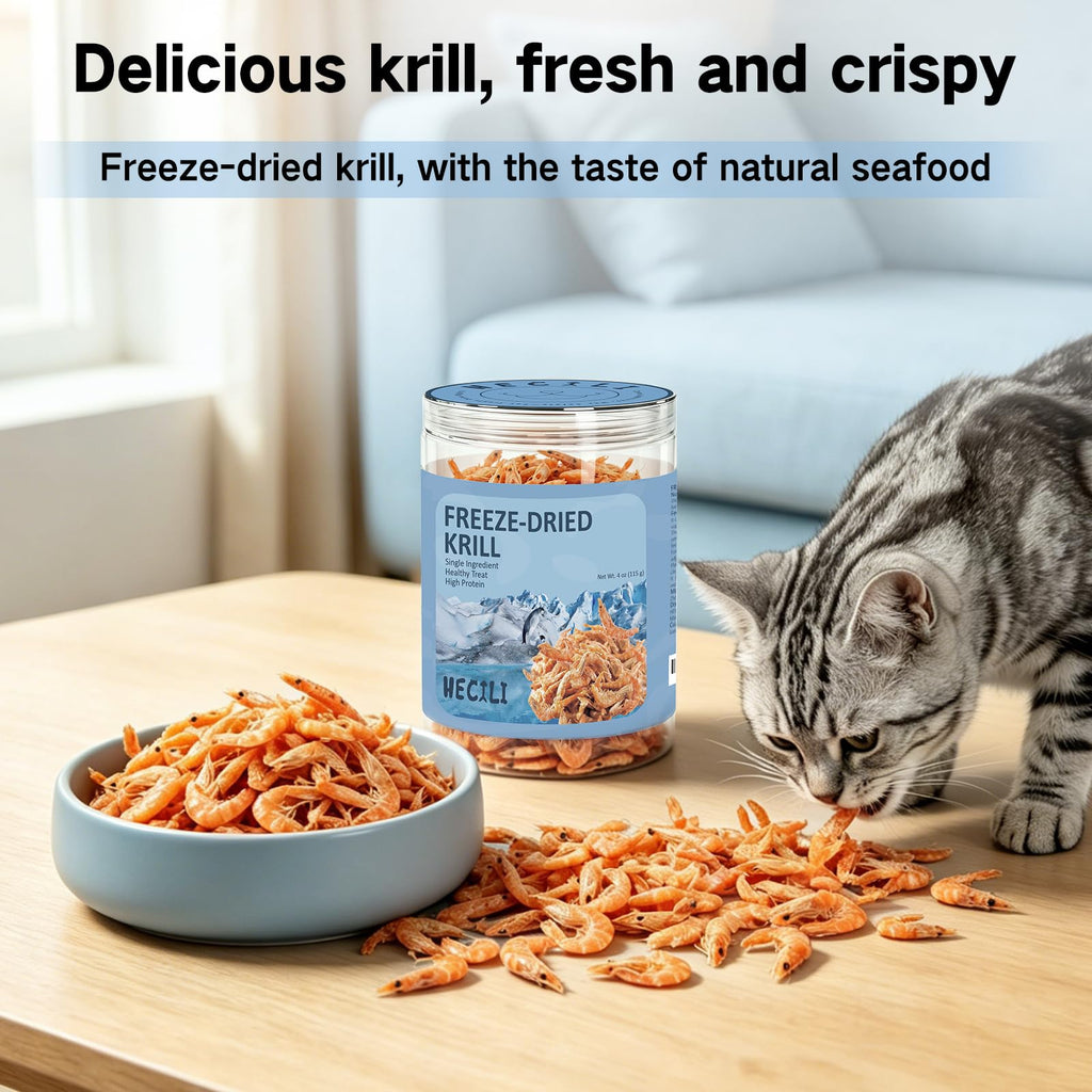 Freeze Dried Antarctic Krill Treats for Dogs & Cats, Omega-3, 4 oz K488