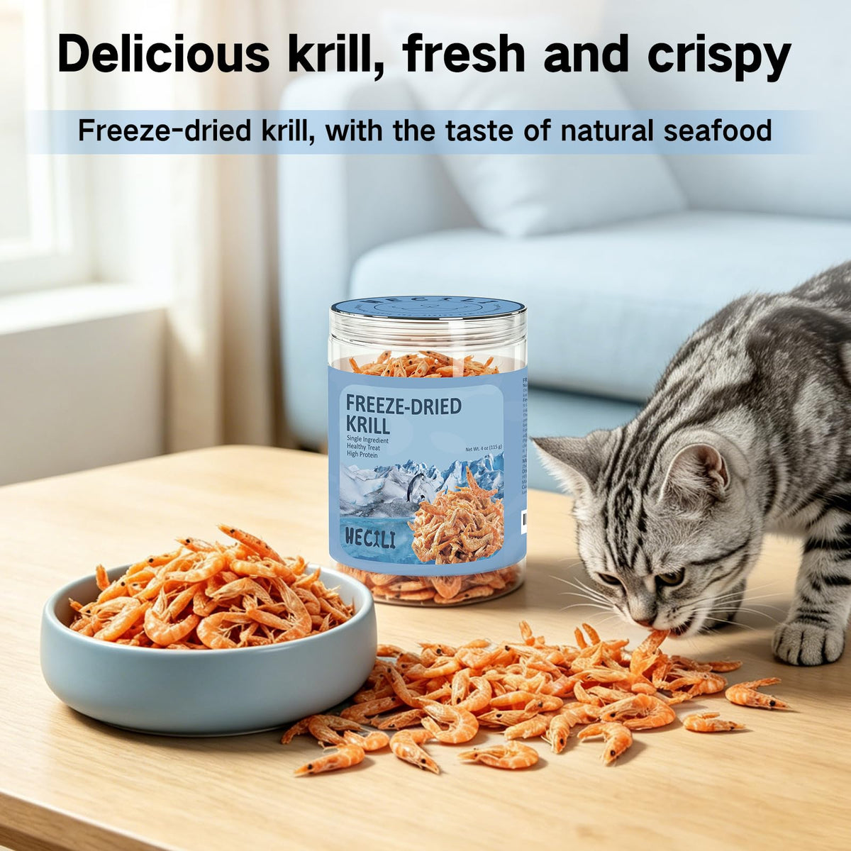 Freeze Dried Antarctic Krill Treats for Dogs & Cats, Omega-3, 4 oz K488