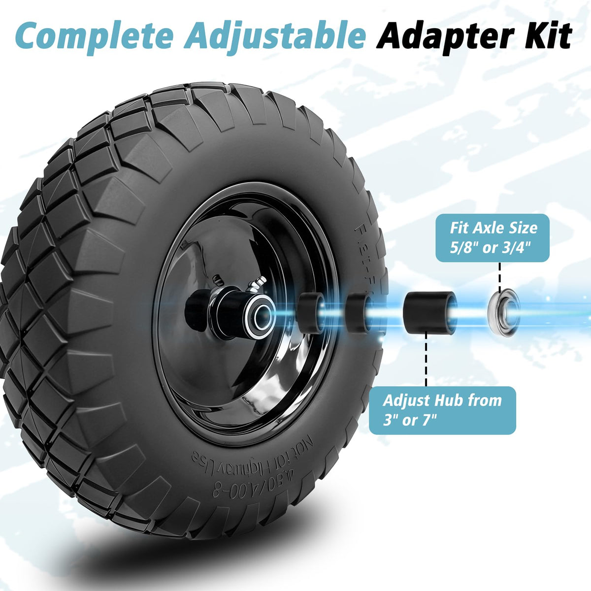 16" Flat Free Solid Rubber Wheelbarrow Wheels, 2 Pack J187