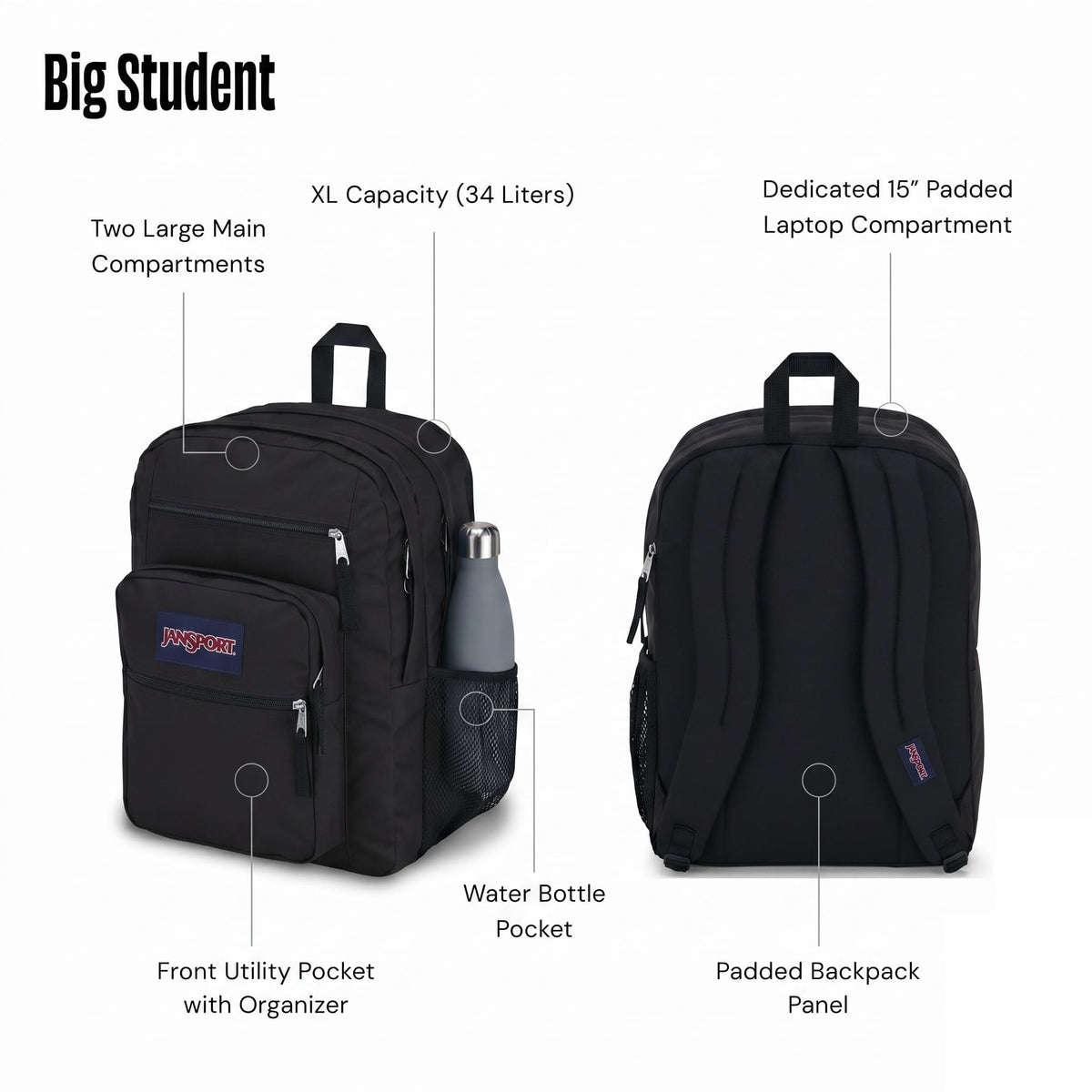 Laptop Backpack with 2 Compartments Black E253