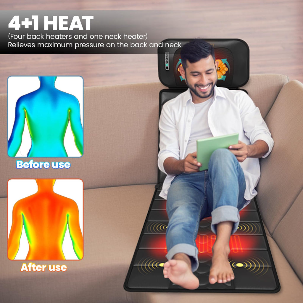 Black Full Body Vibration Heating Massage Mat with 10 Vibrating Motors and 9 Speed Settings G8789