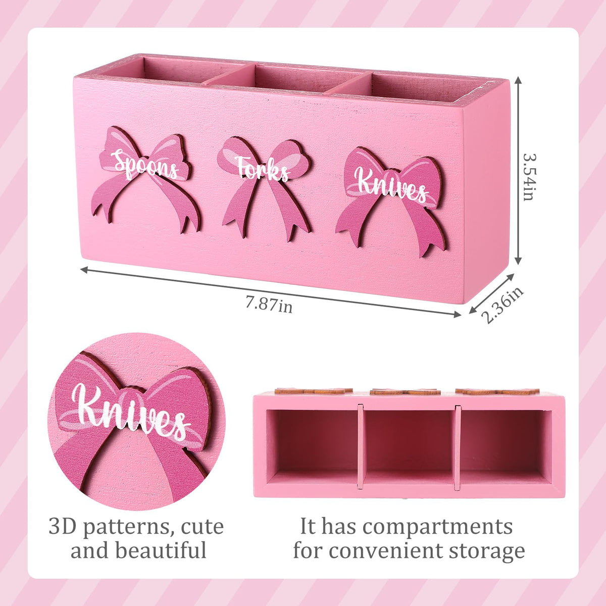 Pink Wood Utensil Holder G3823